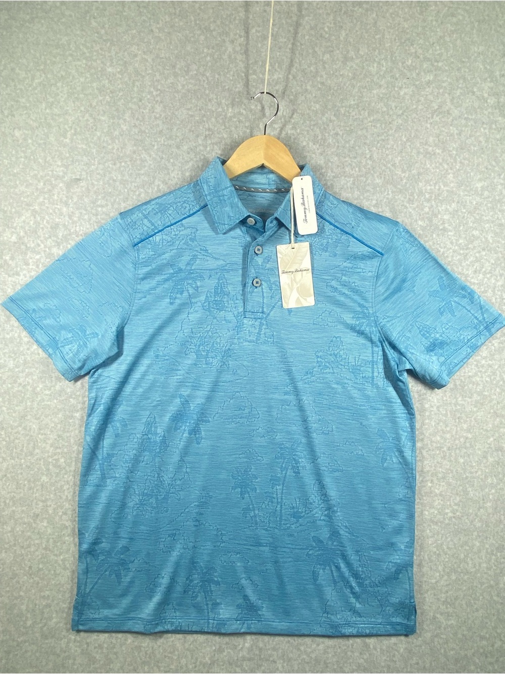 Tommy Bahama Polo Shirt Men’s Size S Blue Island Zone Palm Coast NWT